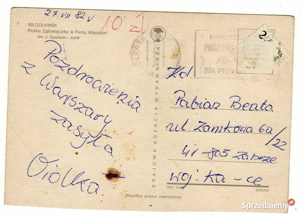 WŁOCŁAWEK RZEKA ZGŁOWIĄCZKA POCZTÓWKA