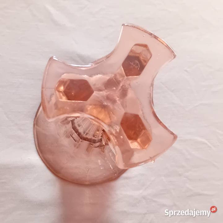 Różowy wazon art deco Rockett Vase Stoelzle lata wielkopolskie Koźminek