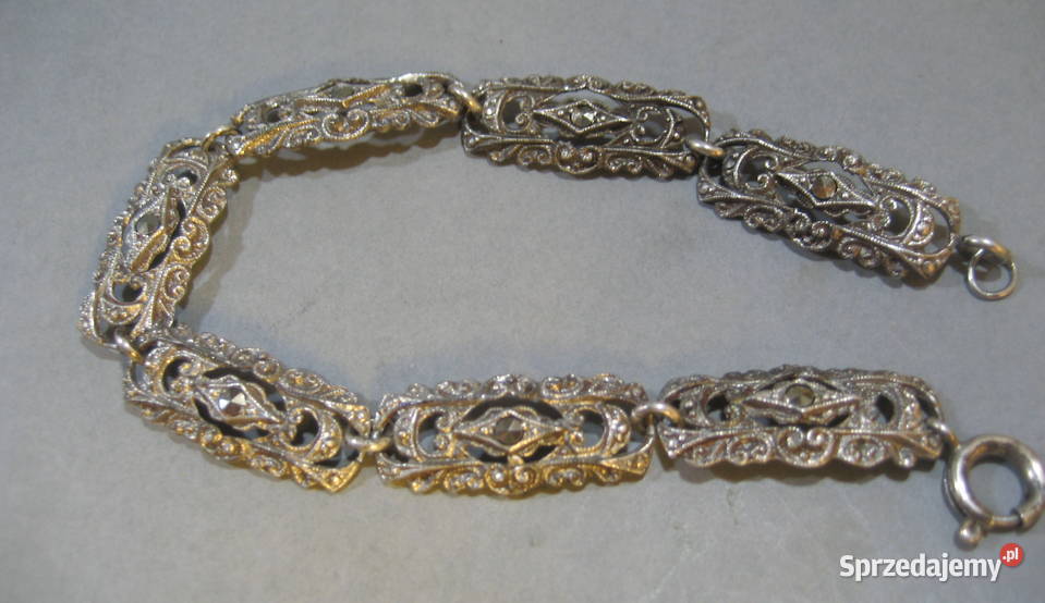 Srebrna Bransolerka z Markazytami Vintage srebro Warszawa