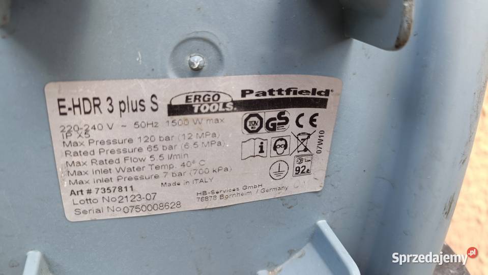 PATTFIELD ErgoTools E HDR 3 plus s myjka wielkopolskie Poznań sprzedam