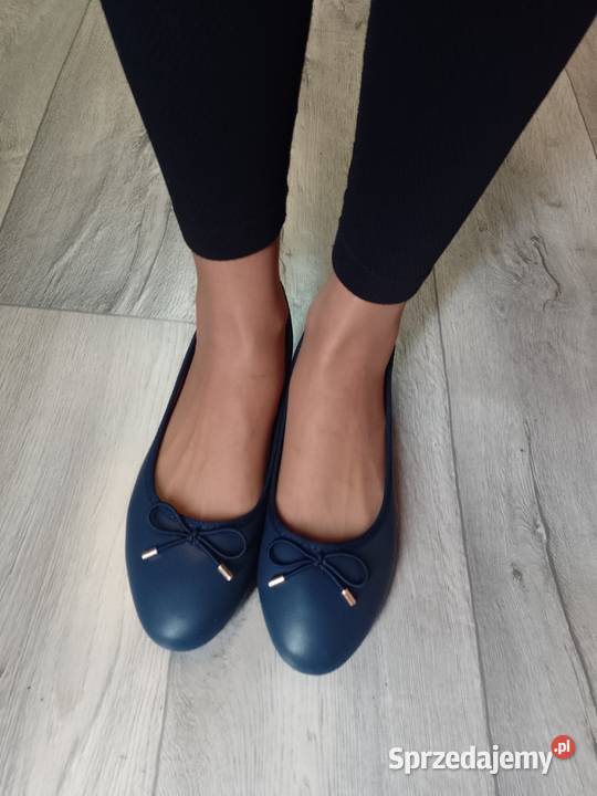 4243 Granatowe baleriny wieczorowe NOWE Balerinki Kraków sprzedam