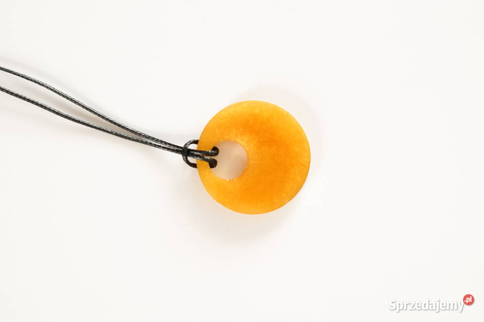 Okrągły złoty wisiorek z żywicy średnica 25 Warszawa sprzedam