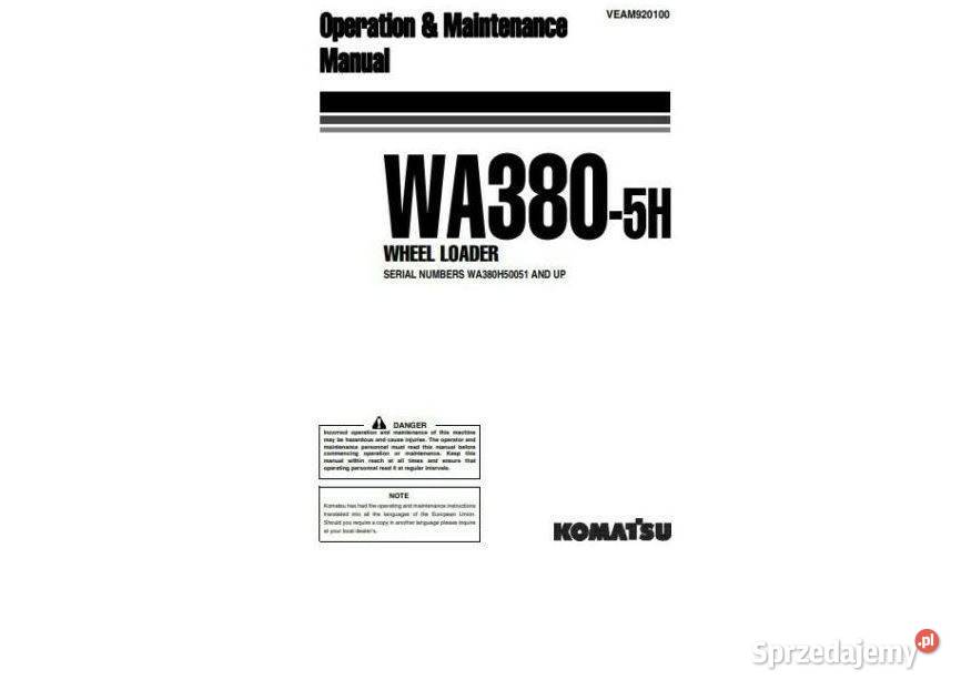 KOMATSU WA 3805H WA3806 WA3806H instrukcja świętokrzyskie