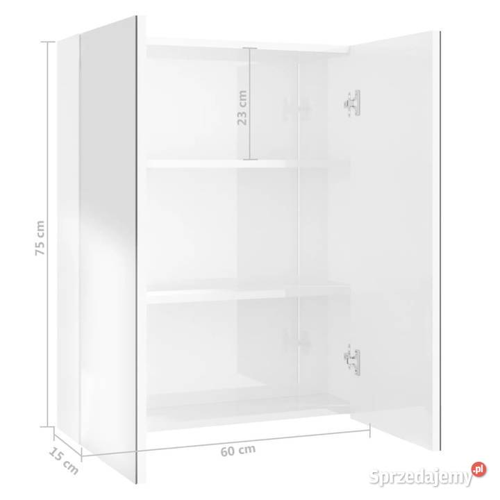 Szafka łazienkowa z lustrem 60x15x75 MDF biel z Warszawa