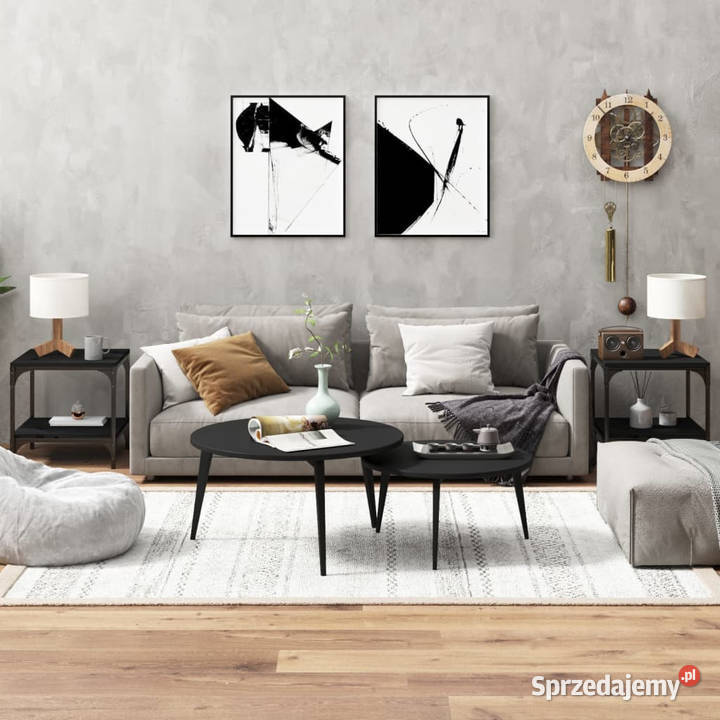 Stoliki 2 czarne 40x40x40 materiał Warszawa