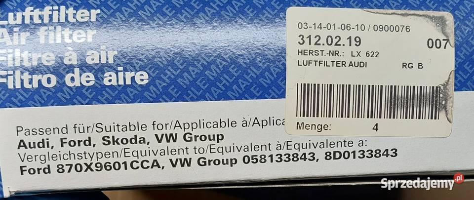FILTR POWIETRZA MAHLE LX 708 VW SEAT SKODA OPEL Mielęcin