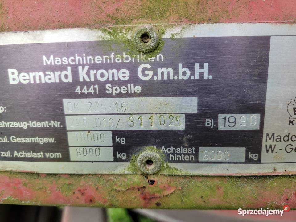 Przyczepa rolnicza krone dk 225 16t Kozłówka sprzedam