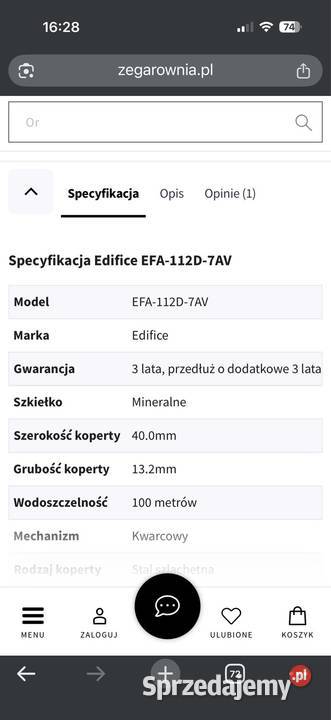 Zegarek Casio Edifice EFA 112 D7A Zegarki Giżycko
