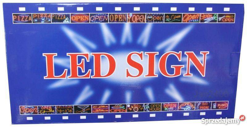 Duży Panel Neon Reklama Szyld 60x45 77777 OPEN mazowieckie Warszawa reklama