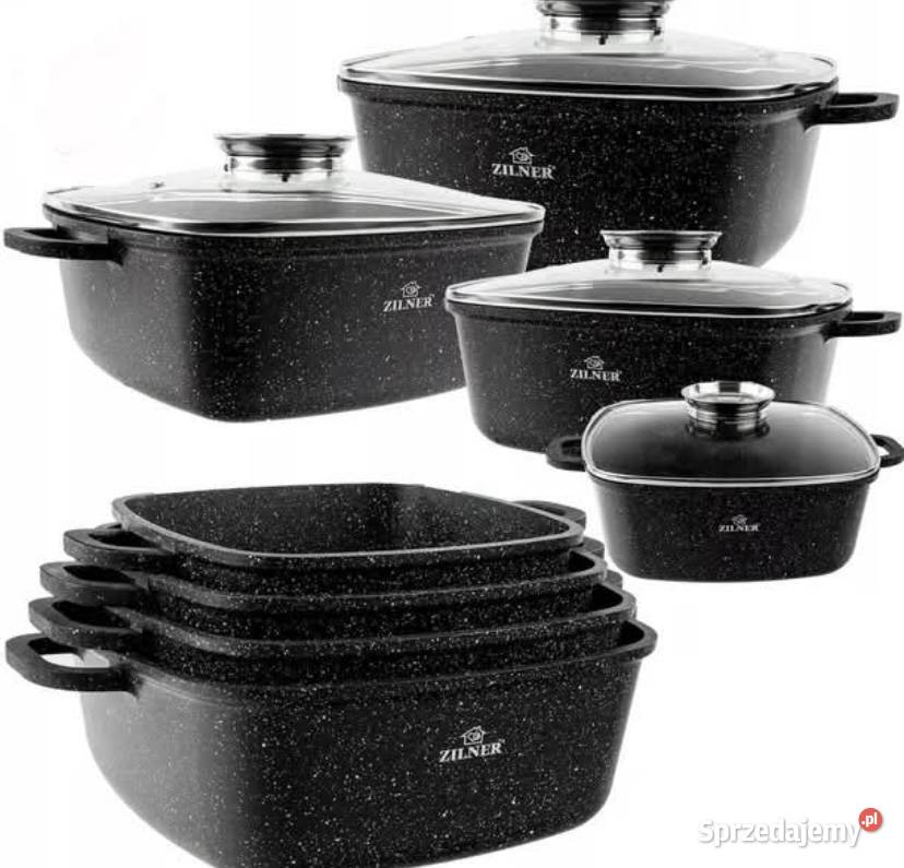 259 Zestaw 4 sztuk brytfanek marmurkowych Zabrze