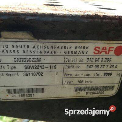 Oś naczepy Saf Intrax wachacz skrb9022 w i inne kujawsko-pomorskie Osiek