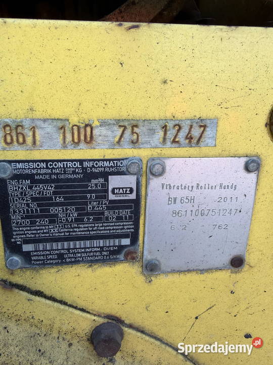 walec BOMAG BW65H zagęszczarka 2011r silnik HATZ Działoszyn sprzedam