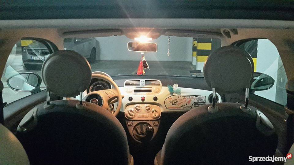 Piękny i ekonomiczny Fiat 500 POP 12 69 MIĘTOWY światła do jazdy dziennej Warszawa