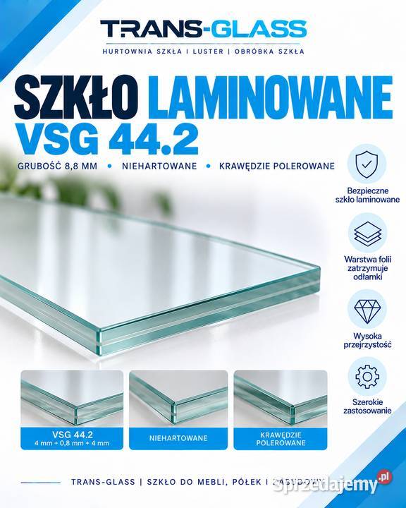 Szkło laminowane VSG 442 88 mm bezpieczne Dąbrowa Górnicza