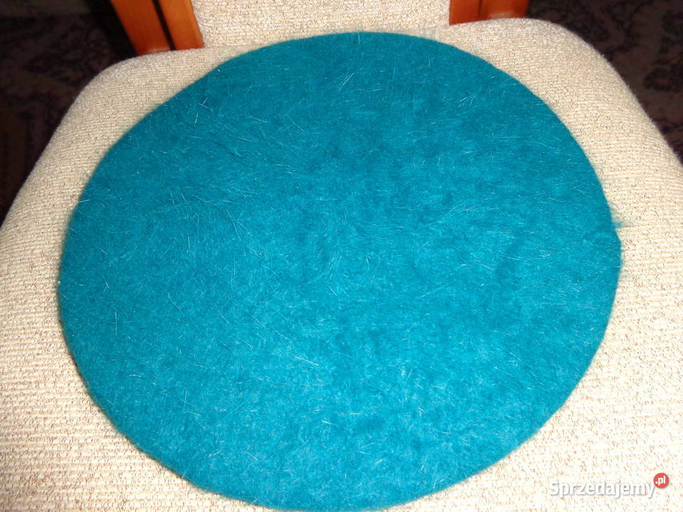 nowy beret z angory turkusowy plus rękawiczki Nakrycia głowy Poznań