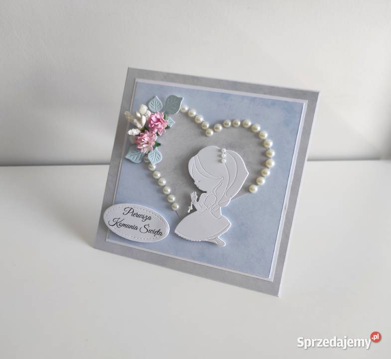 Kartka ręcznie robiona Komunia Święta handmade łódzkie sprzedam