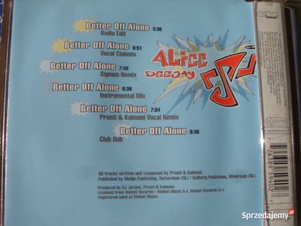 ELEKTRO SINGIEL cd alice deejaybetter of alone dolnośląskie Wołów