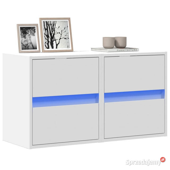 Ścienne szafki TV z LED 2 białe 41x31x45 Warszawa