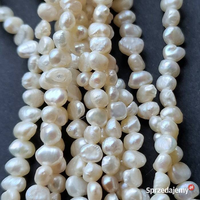 BIAŁE BAROKOWE PERŁY NATURALNE NASZYJNIK I Biżuteria dla Pań Częstochowa