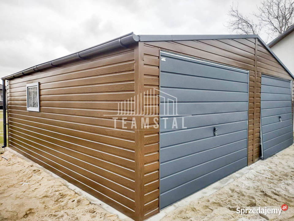 GARAŻ BLASZANY 7m x 6m dwuspad 2x Brama drzwi 2x samodzielny Konin