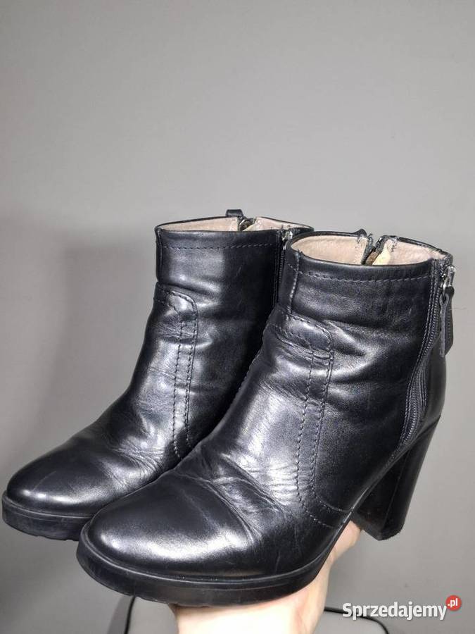 Botki 37 damskie czarne skórzane skóra sprzedam