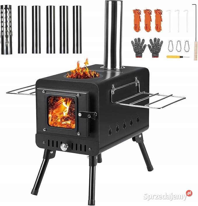 Przenośny Stalowy Piec Ogród Camping Z Klapkami Myszyniec