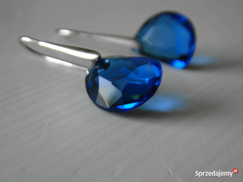 Kolczyki srebro i błękitne kryształki Warszawa