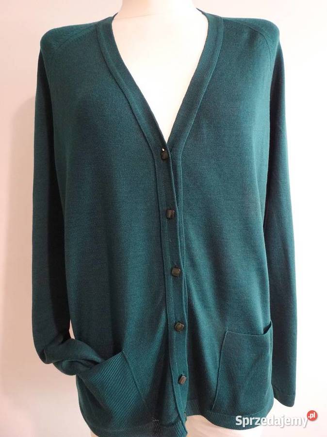 Sweter Kardigan Wełniany 100 Wełna Dziewicza Rozpinane  Swetry i golfy