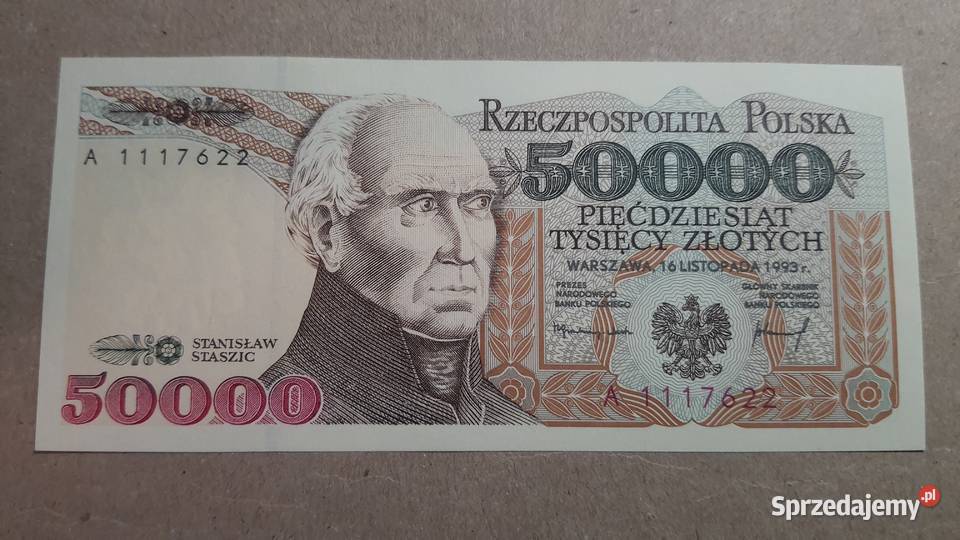 RZADKOŚĆ 50000 złotych 1993 s A UNC Warszawa