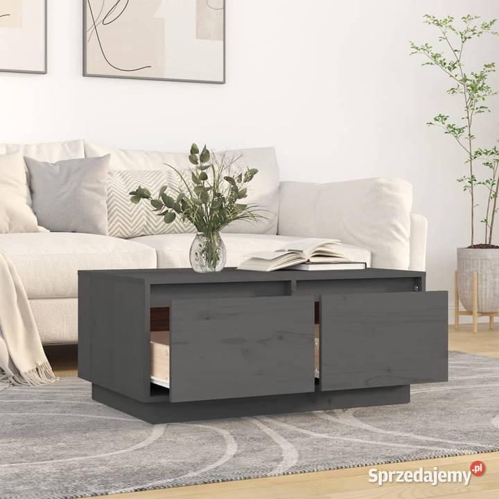 Stolik kawowy szary 80x50x35 lite drewno sosnowe