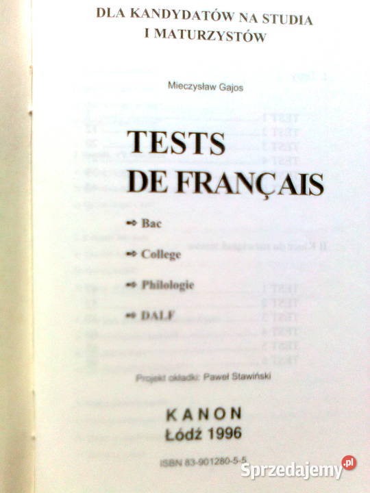 Tests de Francais Mieczysław GAJOS mazowieckie Warszawa