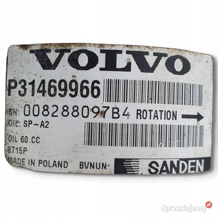 SPRĘŻARKA KLIMATYZACJI Volvo S60 II V40 II 20 D4