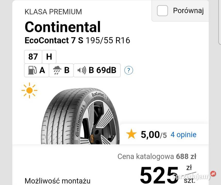 4x Opona letnia Continental ecocontact 7 S sprzedam