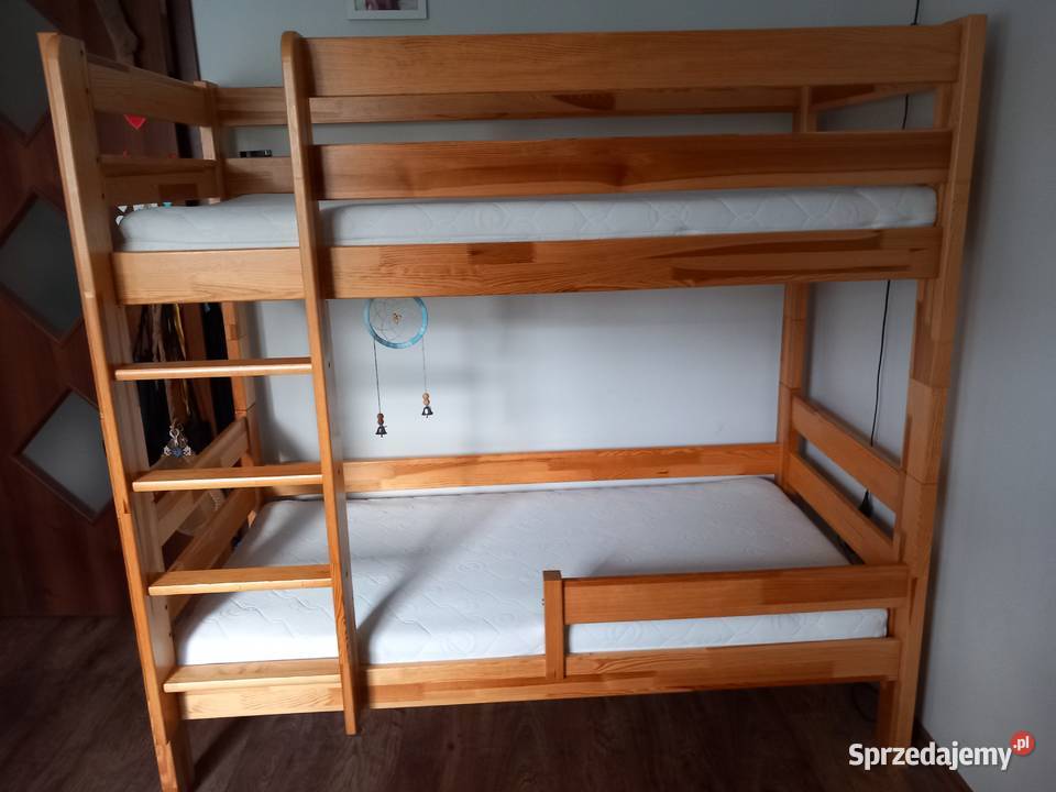 Łóżko piętrowe, drewno, 160x80, materace gratis