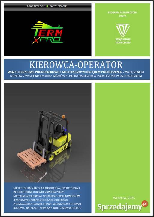 Wózki widłowe Skrypt PDF do szkoleń LPG Pytania Rok wydania 2025 dolnośląskie Wrocław sprzedam