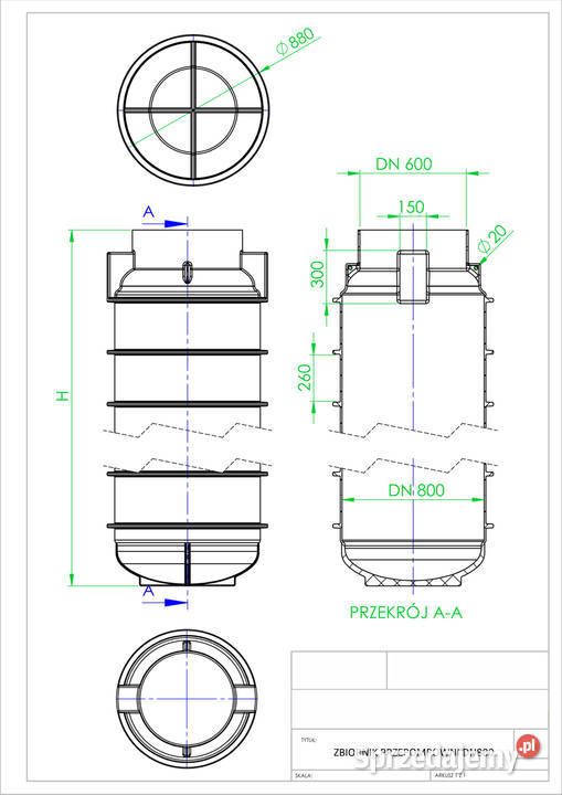 ZBIORNIK PRZEPOMPOWNI PEHD DN 800 H 2700 Z