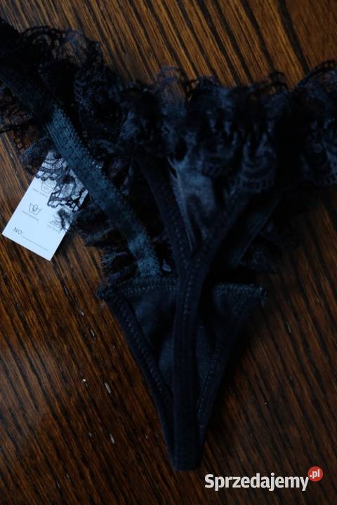 czarne stringi majtki XS 34 S 36 kokardki kujawsko-pomorskie Toruń
