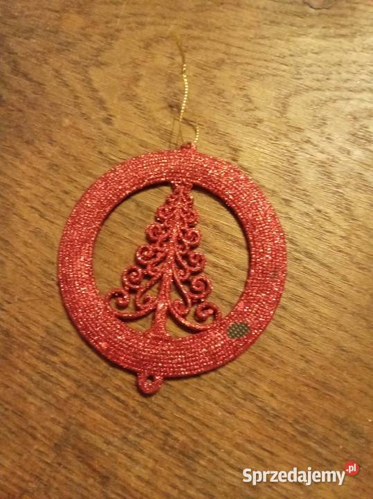 Zawieszka czerwona brokatowa z choinką Boże Warszawa sprzedam