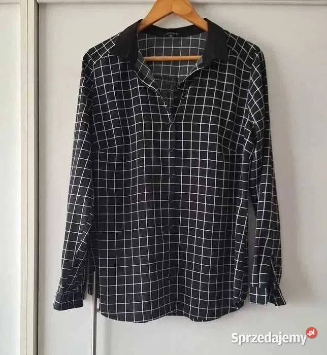Elegancka czarna koszula w białą kratę classy Kraków