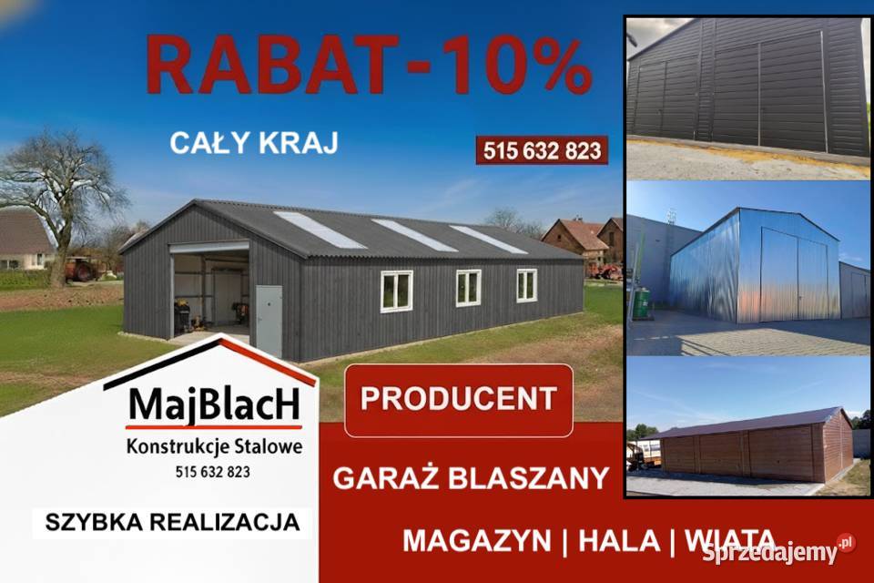 Garaż Ocynkowany kolory RAL Blaszak Zadaszenie Sprzedaż Kielce