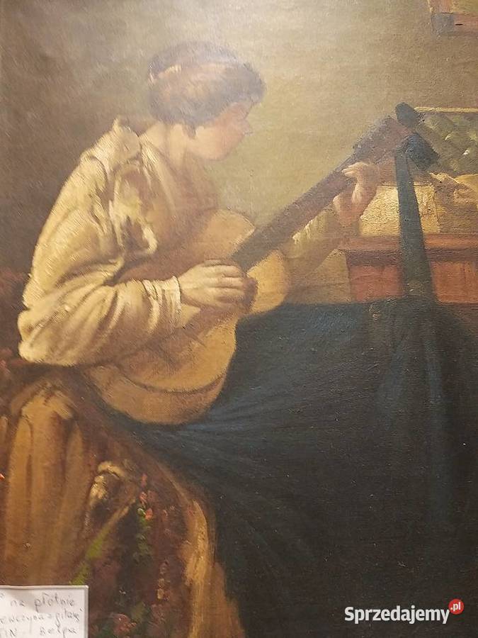 Olej na płótnie Dziewczyna z gitarą Alfred Bronisze