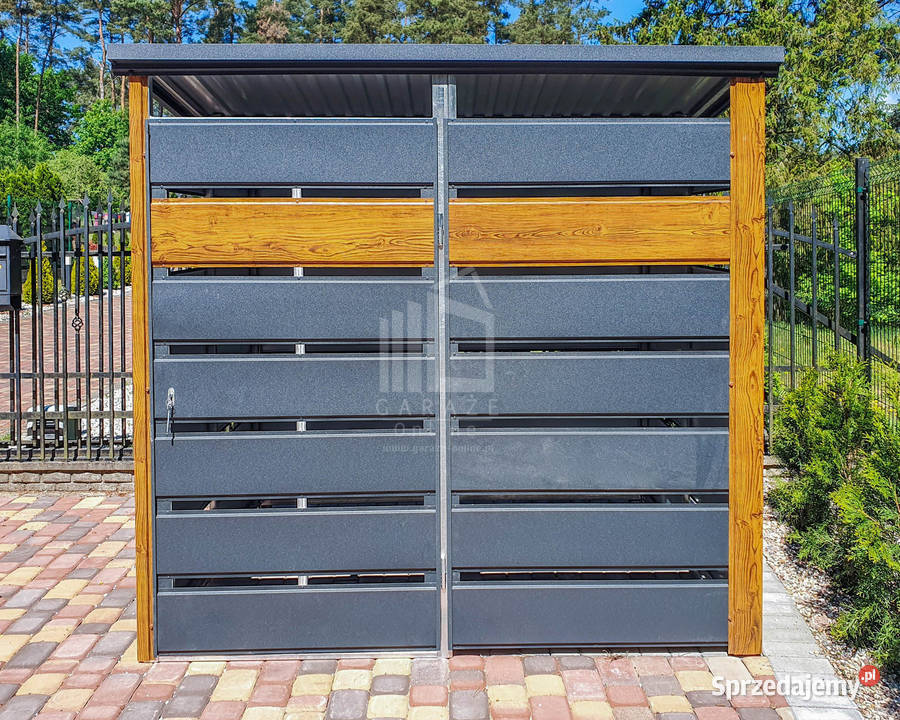Wiata Śmietnikowa 12x1m drzwi Antracyt Jasny