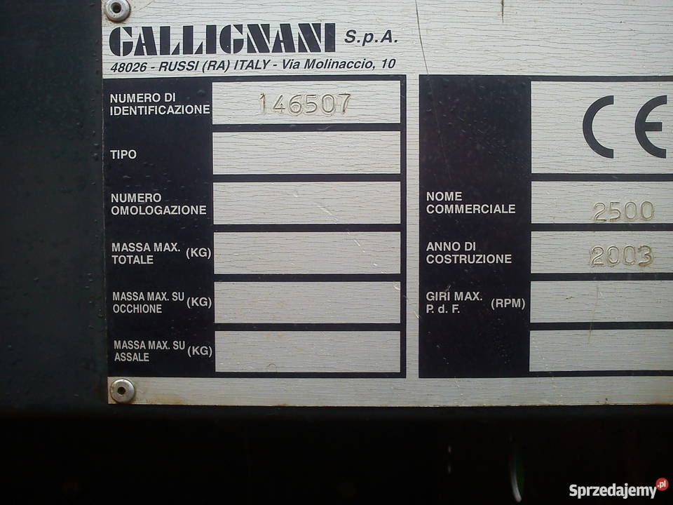 Prasa rolująca Gallignani 2500sl nieuszkodzony Grajewo