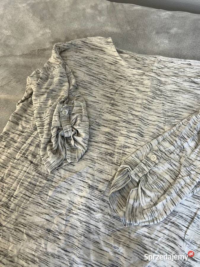 Bluzka z rękawem 34 jasna szary melanż