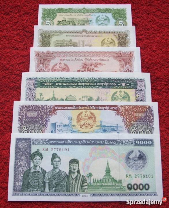 LAOS Kolekcjonerskie Banknoty Zestaw 6 sztuk UNC Katowice