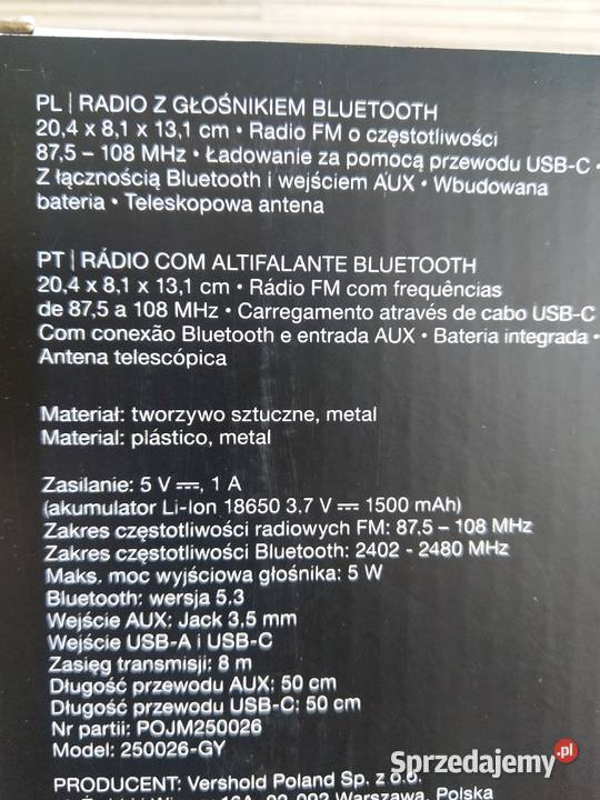 NAJTANIEJ Radio z Głośnikiem BT usb Wbudowana Zabrze sprzedam