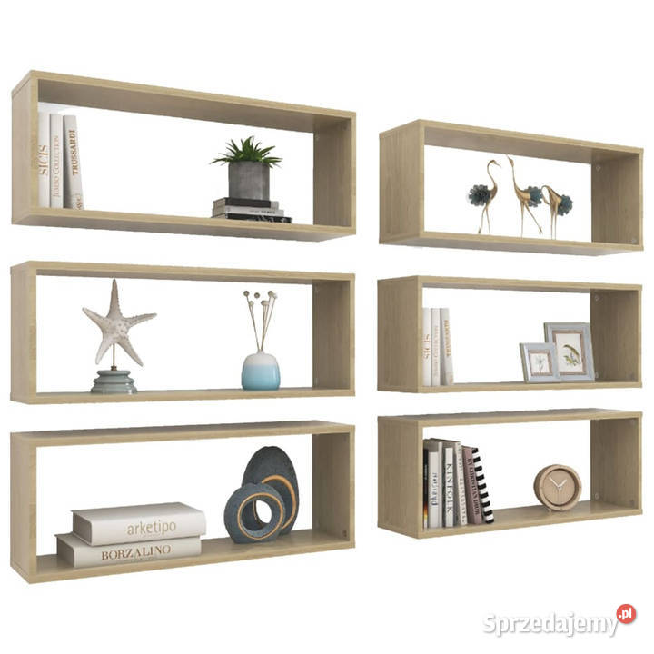 Półki ścienne kostki 6 dąb sonoma 60x15x23 Warszawa