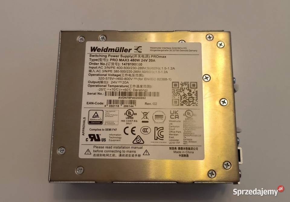 Zasilacz impulsowy 3faz PRO 3 480W 24VDC 480W Szczecin