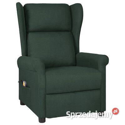 vidaXL Fotel masujący ciemnozielony obity mazowieckie Warszawa