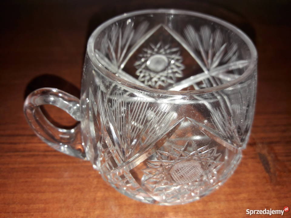 STARE FILIŻANKI gruby kryształ 5 filiżanka PRL Gliwice